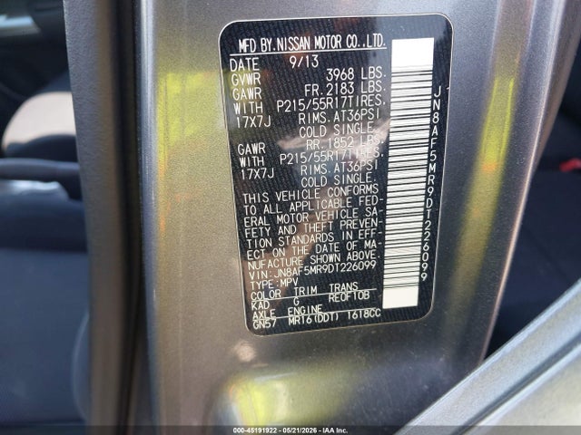 Продажа на аукционе авто 2013 Nissan Juke S, vin: JN8AF5MR9DT226099, номер лота: 45191922