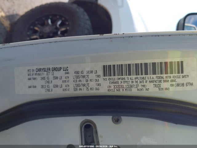 Aukcja sprzedaży 2012 Ram 3500 St, vin: 3C63D3GL1CG307137, numer aukcji: 45191998