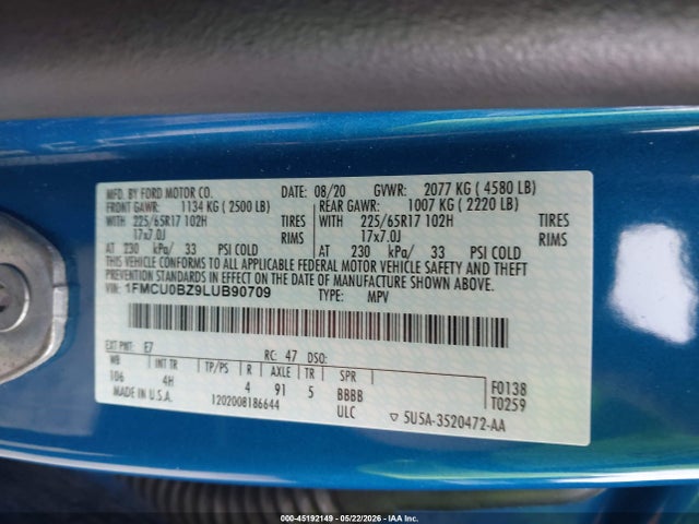 1FMCU0BZ9LUB90709 Ford Escape Se Sport Hybrid
