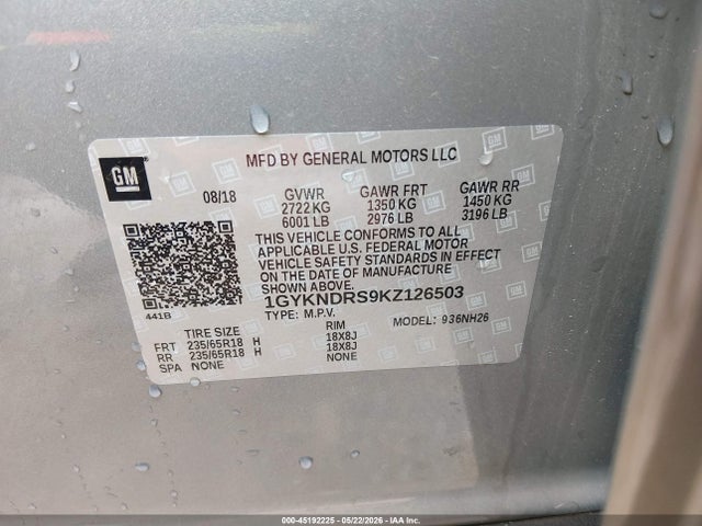 Aukcja sprzedaży 2019 Cadillac Xt5 Luxury, vin: 1GYKNDRS9KZ126503, numer aukcji: 45192225