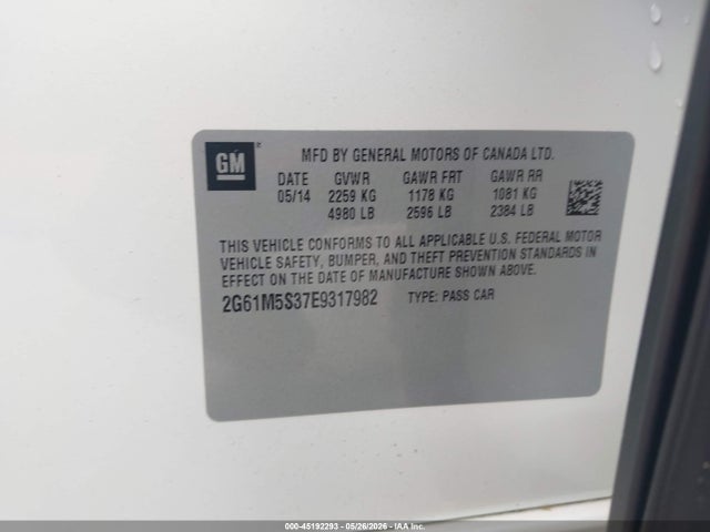 Продажа на аукционе авто 2014 Cadillac Xts Luxury, vin: 2G61M5S37E9317982, номер лота: 45192293