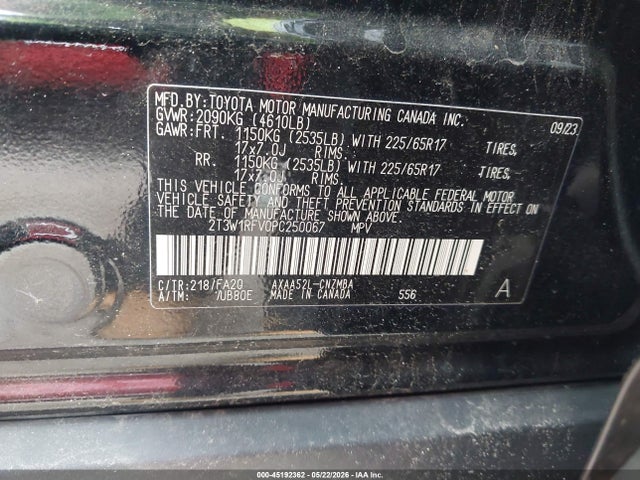 Aukcja sprzedaży 2023 Toyota Rav4 Xle, vin: 2T3W1RFV0PC250067, numer aukcji: 45192362