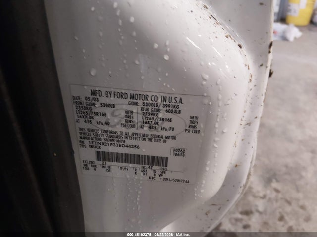 Auction sale of the 2003 Ford F-250 Lariat/xl/xlt, vin: 1FTNX21P33ED44356, lot number: 45192375