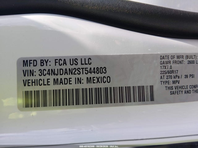 45192389 :رقم المزاد ، 3C4NJDAN2ST544803 vin ، 2025 Jeep Compass Sport 4x4 مزاد بيع
