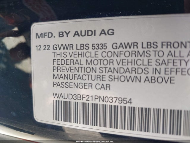 Aukcja sprzedaży 2023 Audi A6 Premium 45 Tfsi Quattro S Tronic, vin: WAUD3BF21PN037954, numer aukcji: 45192479
