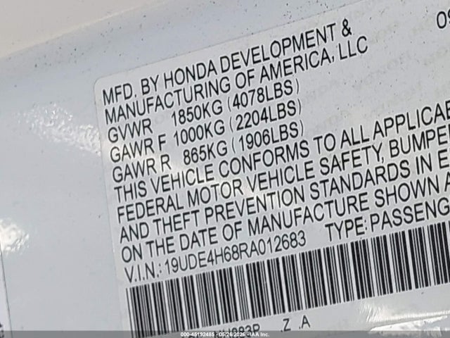 2024 Acura Integra A-spec Technology მანქანა იყიდება აუქციონზე, vin: 19UDE4H68RA012683, აუქციონის ნომერი: 45192485
