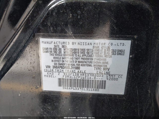 Aukcja sprzedaży 2025 Nissan Kicks Sr Fwd, vin: 3N8AP6DA9SL311880, numer aukcji: 45192499