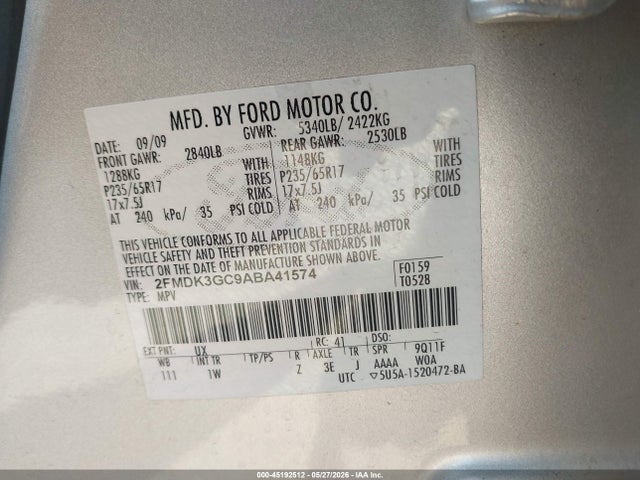 Продажа на аукционе авто 2010 Ford Edge Se, vin: 2FMDK3GC9ABA41574, номер лота: 45192512