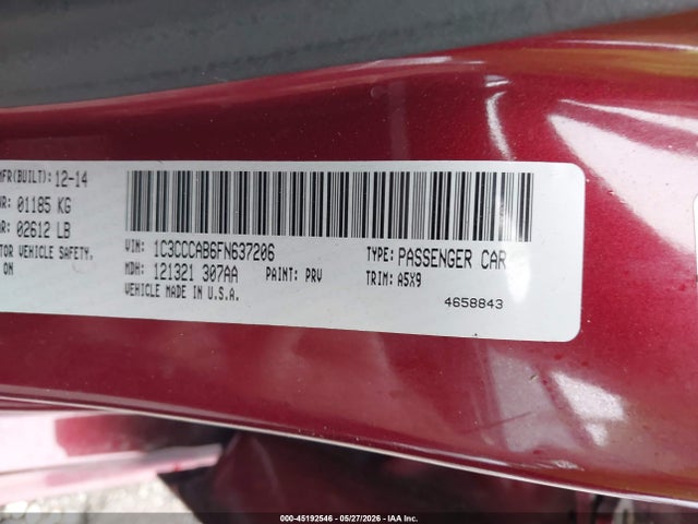 Aukcja sprzedaży 2015 Chrysler 200 Limited, vin: 1C3CCCAB6FN637206, numer aukcji: 45192546