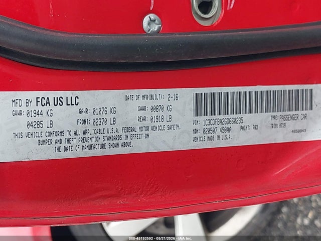 Продаж на аукціоні авто 2016 Dodge Dart Sxt, vin: 1C3CDFBA2GD660235, номер лоту: 45192592
