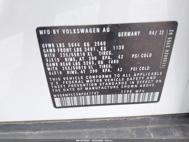 WVGRMPE23NP041747 Volkswagen ID.4 PRO