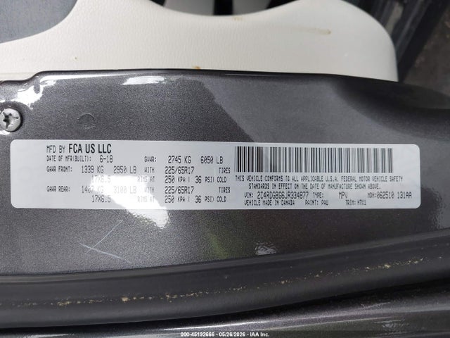 Auction sale of the 2018 Dodge Grand Caravan Se, vin: 2C4RDGBG6JR334877, lot number: 45192666