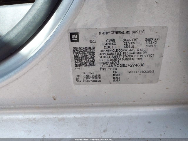 1GC4KYCG0JF274638 Chevrolet Silverado 3500hd Wt