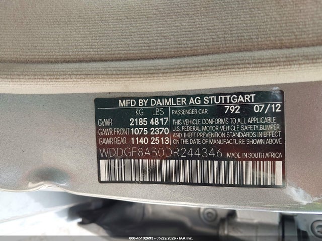 45192693 :رقم المزاد ، WDDGF8AB0DR244346 vin ، 2013 Mercedes-benz C 300 Luxury 4matic مزاد بيع