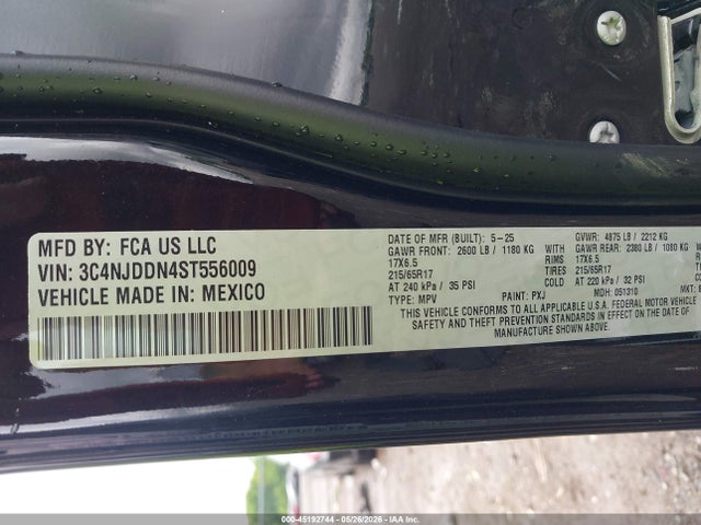 Продаж на аукціоні авто 2025 Jeep Compass Trailhawk 4x4, vin: 3C4NJDDN4ST556009, номер лоту: 45192744