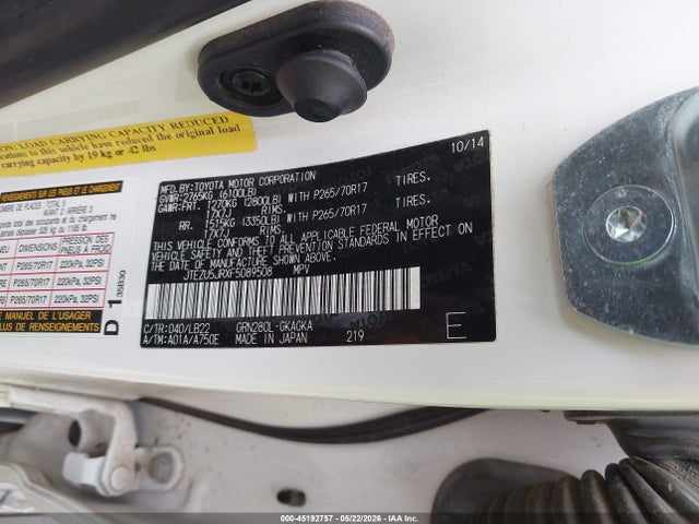 Toyota 4runner Sr5 Premium 2015 JTEZU5JRXF5089508 Image 9
