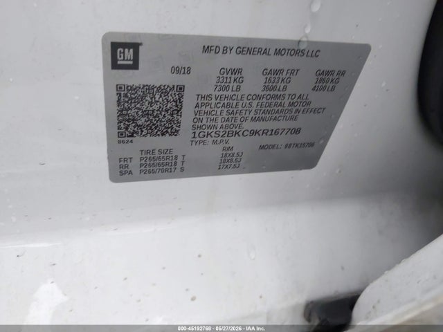 2019 Gmc Yukon Slt მანქანა იყიდება აუქციონზე, vin: 1GKS2BKC9KR167708, აუქციონის ნომერი: 45192768