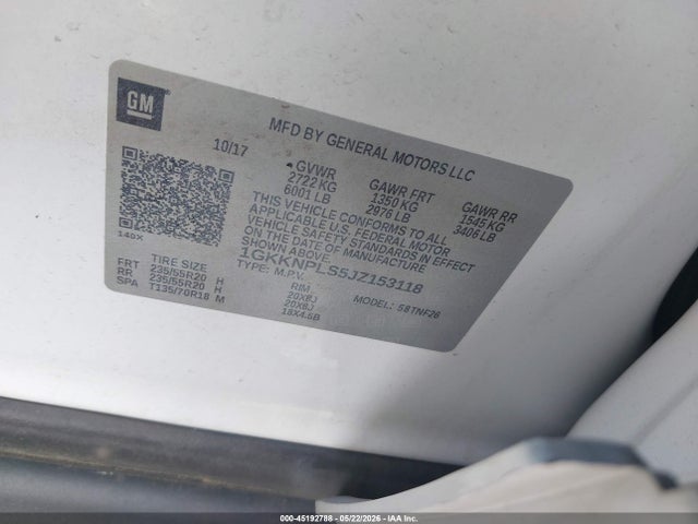 Aukcja sprzedaży 2018 Gmc Acadia Denali, vin: 1GKKNPLS5JZ153118, numer aukcji: 45192788