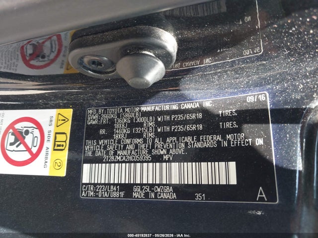 45192837 :رقم المزاد ، 2T2BZMCA2HC059395 vin ، 2017 Lexus Rx 350 مزاد بيع