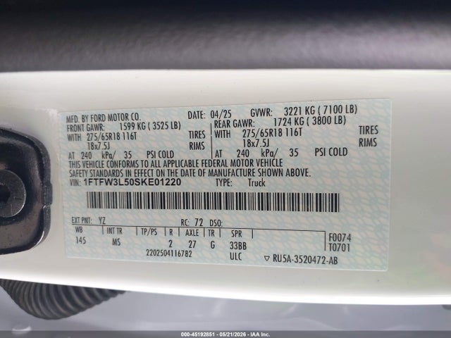 1FTFW3L50SKE01220 Ford F-150 Xlt
