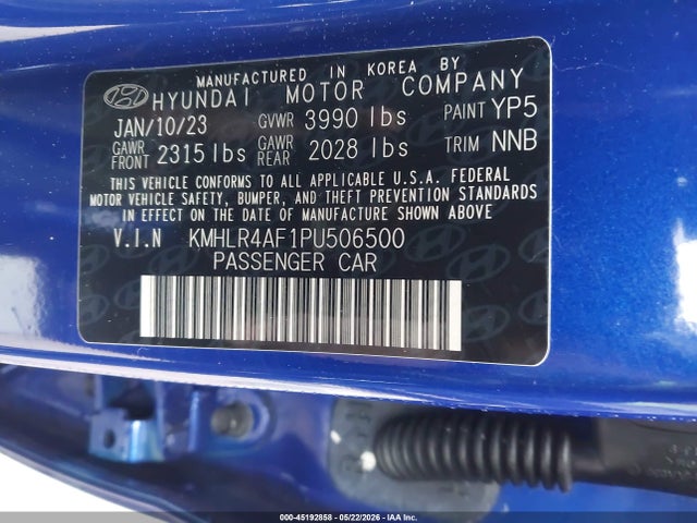 45192858 :رقم المزاد ، KMHLR4AF1PU506500 vin ، 2023 Hyundai Elantra N Line مزاد بيع