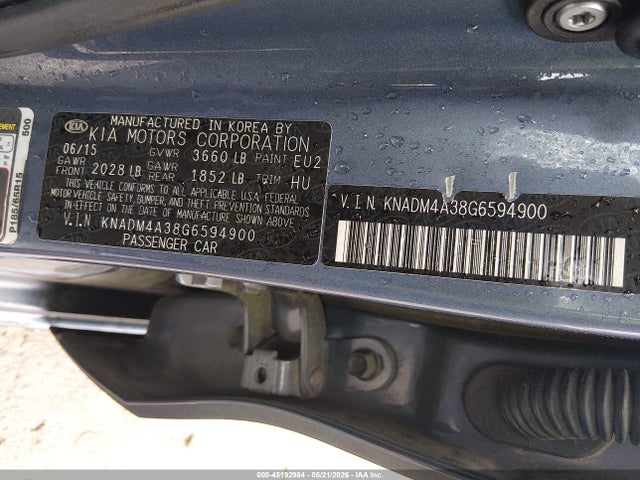 45192984 :رقم المزاد ، KNADM4A38G6594900 vin ، 2016 Kia Rio Lx مزاد بيع