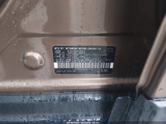 45193040 :رقم المزاد ، JA4AT5AA3KZ017318 vin ، 2019 Mitsubishi Eclipse Cross Se مزاد بيع