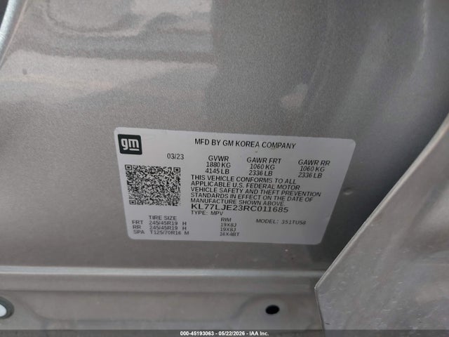KL77LJE23RC011685 Chevrolet Trax Fwd 2rs