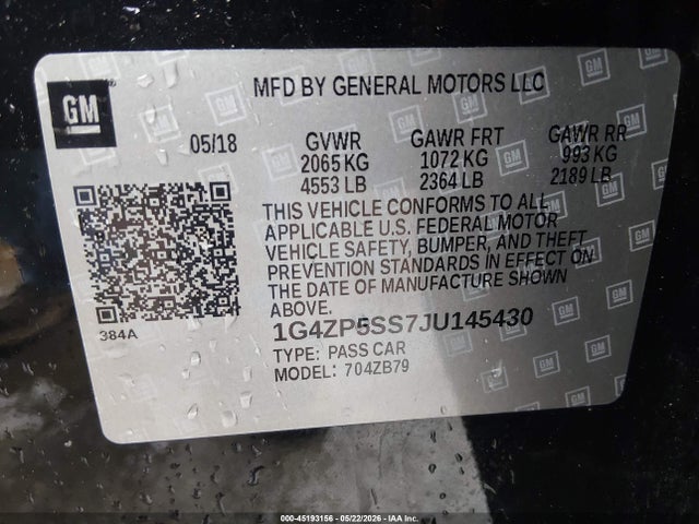 Продажа на аукционе авто 2018 Buick Lacrosse Essence, vin: 1G4ZP5SS7JU145430, номер лота: 45193156