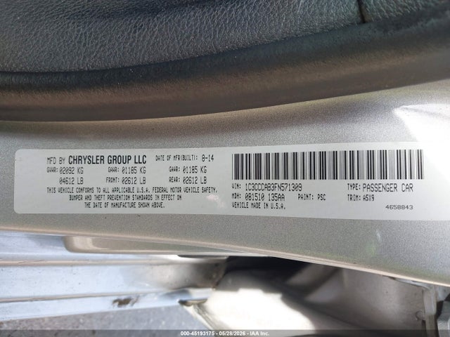 Aukcja sprzedaży 2015 Chrysler 200 Limited, vin: 1C3CCCAB3FN571309, numer aukcji: 45193175