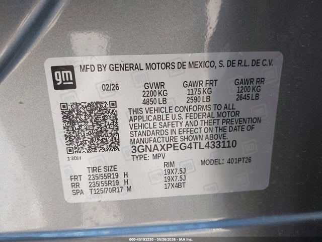 Chevrolet Equinox Awd Lt 2026 3GNAXPEG4TL433110 Image 9