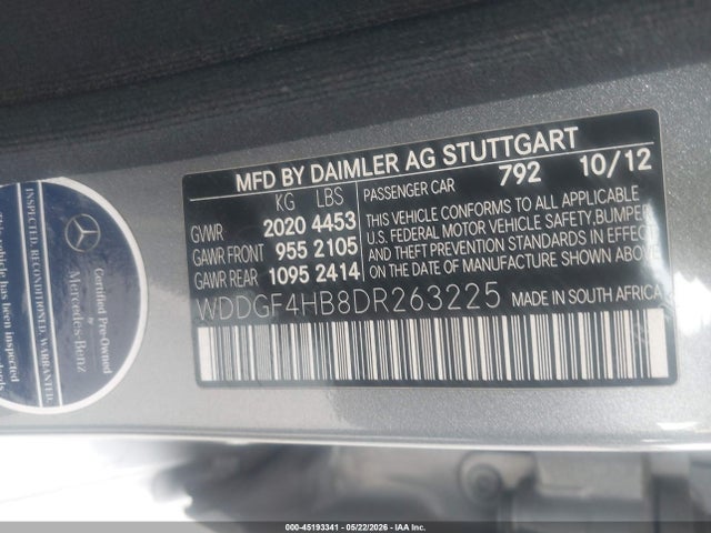 Aukcja sprzedaży 2013 Mercedes-benz C 250 Sport, vin: WDDGF4HB8DR263225, numer aukcji: 45193341