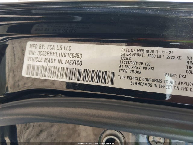 45193347 :رقم المزاد ، 3C63RRHL1NG160453 vin ، 2022 Ram 3500 مزاد بيع