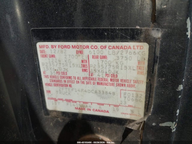 Продажа на аукционе авто 1983 Ford F150, vin: 2FTEF14F4DCA33848, номер лота: 45193490