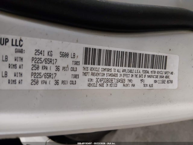 Aukcja sprzedaży 2014 Dodge Journey Sxt, vin: 3C4PDDBG9ET164569, numer aukcji: 45193497