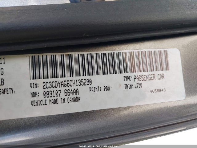 Aukcja sprzedaży 2012 Dodge Challenger Sxt, vin: 2C3CDYAG6CH135290, numer aukcji: 45193524