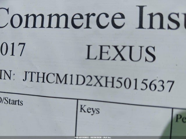 45193603 :رقم المزاد ، JTHCM1D2XH5015637 vin ، 2017 Lexus Is 300 مزاد بيع