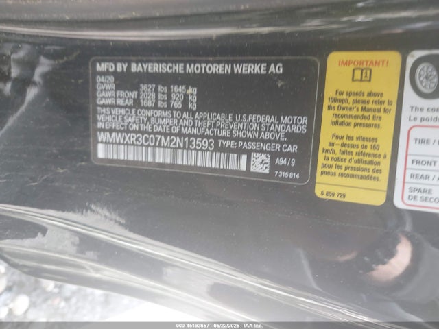 2021 Mini Hardtop Oxford Edition მანქანა იყიდება აუქციონზე, vin: WMWXR3C07M2N13593, აუქციონის ნომერი: 45193657