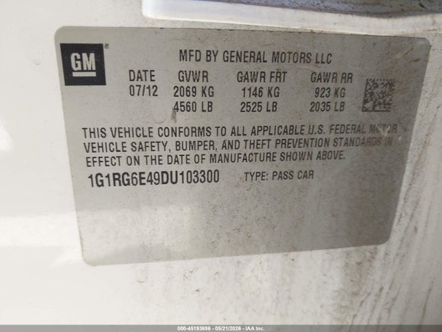 Продаж на аукціоні авто 2013 Chevrolet Volt, vin: 1G1RG6E49DU103300, номер лоту: 45193696