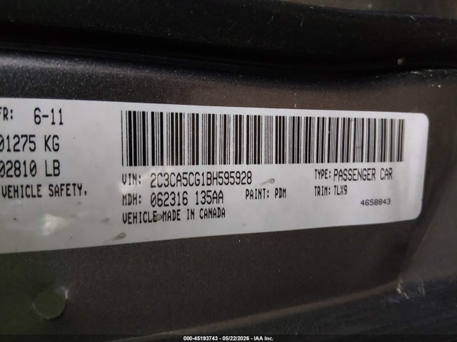 Продаж на аукціоні авто 2011 Chrysler 300 Limited, vin: 2C3CA5CG1BH595928, номер лоту: 45193743
