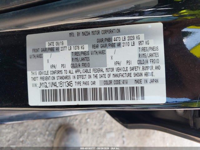 Aukcja sprzedaży 2020 Mazda Mazda6 Touring, vin: JM1GL1VM4L1511345, numer aukcji: 45193777