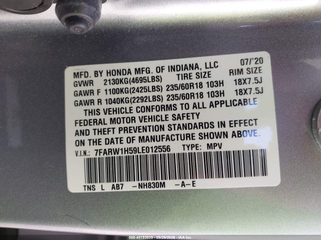 Honda Cr-v 2wd Ex 2020 7FARW1H59LE012556 Image 9