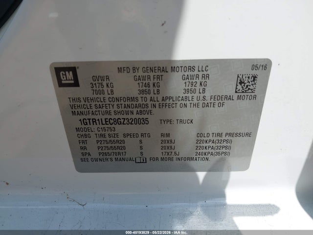 GMC SIERRA 1500 2016 1GTR1LEC8GZ320035 Image 9