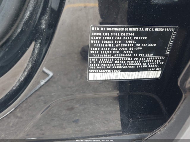 2023 Volkswagen Tiguan 2.0t Se მანქანა იყიდება აუქციონზე, vin: 3VVNB7AX2PM118032, აუქციონის ნომერი: 45193899
