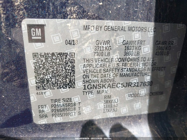 Chevrolet Tahoe Ls 2018 1GNSKAEC5JR317630 Image 9