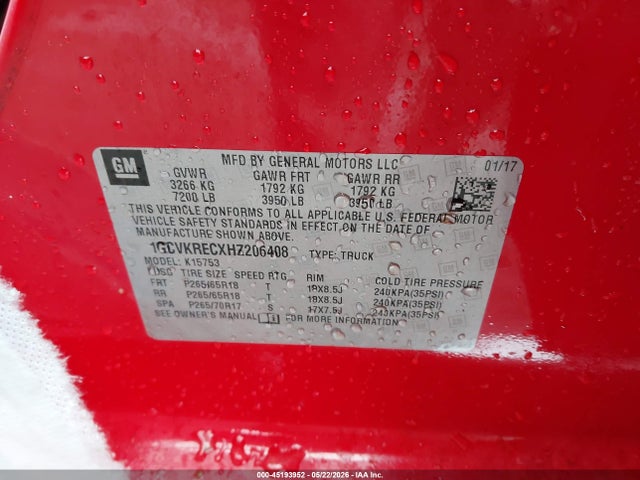1GCVKRECXHZ206408 Chevrolet Silverado 1500 2lt