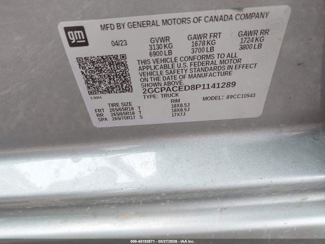 45193971 :رقم المزاد ، 2GCPACED8P1141289 vin ، 2023 Chevrolet Silverado 1500 2wd  Short Bed Lt مزاد بيع