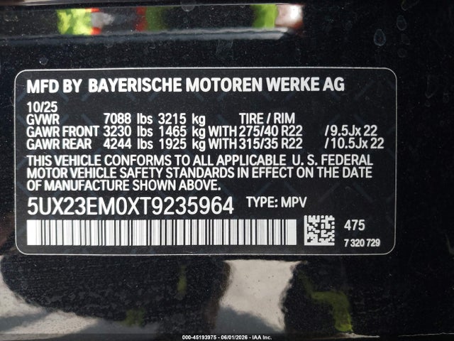 BMW X7 Xdrive40i 2026 5UX23EM0XT9235964 Image 9