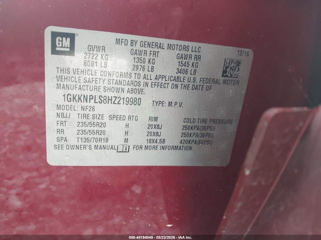 1GKKNPLS8HZ219980 GMC Acadia Denali