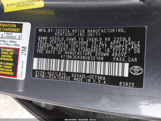 Продаж на аукціоні авто 2011 Toyota Camry Se V6, vin: 4T1BK3EKXBU632168, номер лоту: 45194054